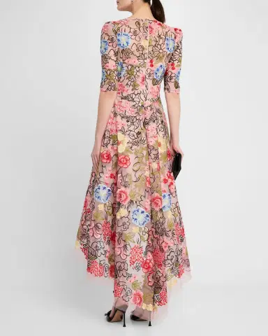 Rickie Freeman for Teri Jon Embroidered High-Low Maxi Dress | Thumbnail 2 Rickie Freeman for Teri Jon Embroidered High-Low Maxi Dress | Thumbnail 2