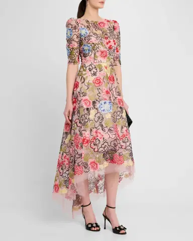 Rickie Freeman for Teri Jon Embroidered High-Low Maxi Dress | Thumbnail 3 Rickie Freeman for Teri Jon Embroidered High-Low Maxi Dress | Thumbnail 3