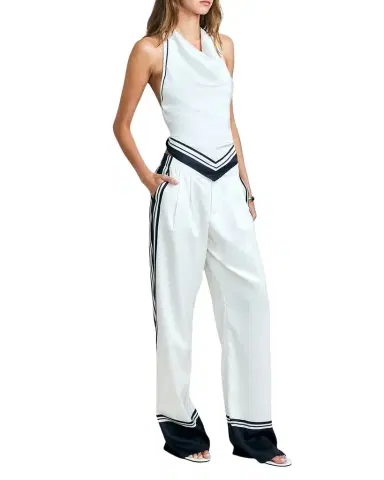 SEROYA Marlowe Striped Satin Pants | Thumbnail 1 SEROYA Marlowe Striped Satin Pants | Thumbnail 1