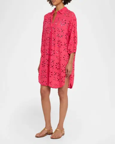 Johnny Was Floral Eyelet Shirtdress Coverup | Thumbnail 3 Johnny Was Floral Eyelet Shirtdress Coverup | Thumbnail 3