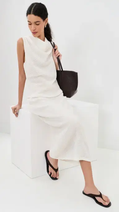 Vince Shadow Grid Cowl Neck Top Chalk | Thumbnail 5 Vince Shadow Grid Cowl Neck Top Chalk | Thumbnail 5