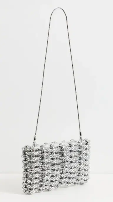 Simkhai Morgan Woven Rhinestone Clutch Silver One Size | Thumbnail 4 Simkhai Morgan Woven Rhinestone Clutch Silver One Size | Thumbnail 4