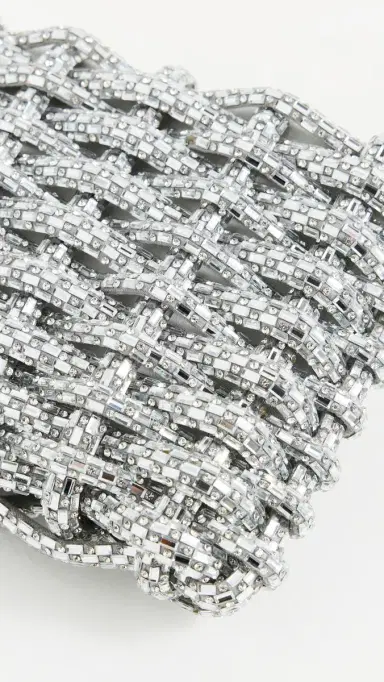 Simkhai Morgan Woven Rhinestone Clutch Silver One Size | Thumbnail 5 Simkhai Morgan Woven Rhinestone Clutch Silver One Size | Thumbnail 5