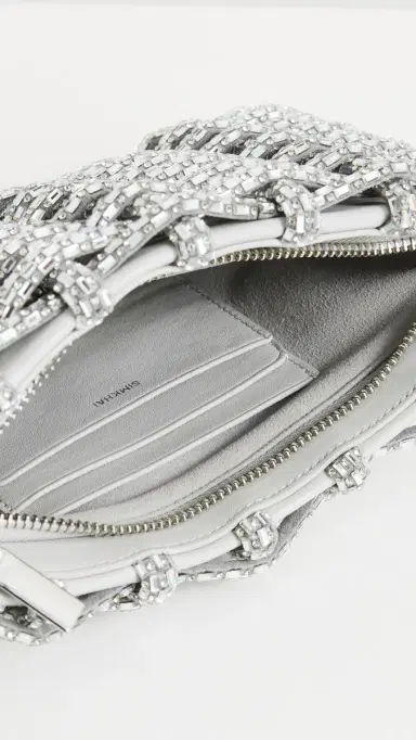 Simkhai Morgan Woven Rhinestone Clutch Silver One Size | Thumbnail 6 Simkhai Morgan Woven Rhinestone Clutch Silver One Size | Thumbnail 6