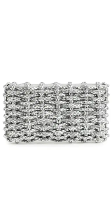 Simkhai Morgan Woven Rhinestone Clutch Silver One Size | Thumbnail 1 Simkhai Morgan Woven Rhinestone Clutch Silver One Size | Thumbnail 1