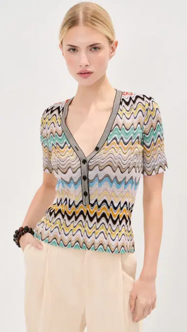 Missoni Short Sleeve V Neck Top | Thumbnail 2 Missoni Short Sleeve V Neck Top | Thumbnail 2