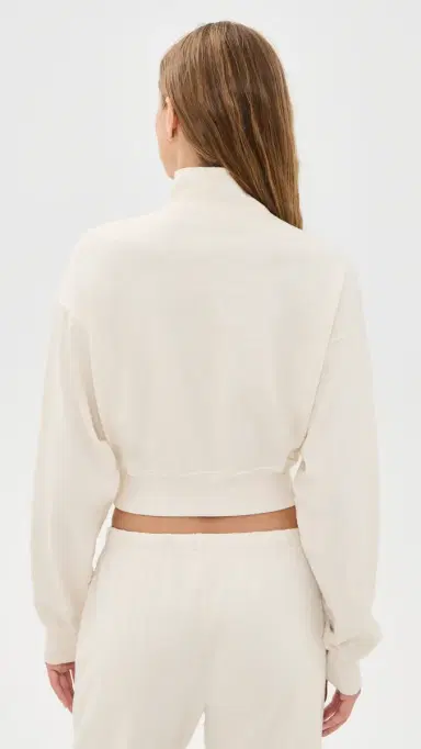 ÉTERNE Cropped Half-Zip Sweatshirt Bone | Thumbnail 3 ÉTERNE Cropped Half-Zip Sweatshirt Bone | Thumbnail 3