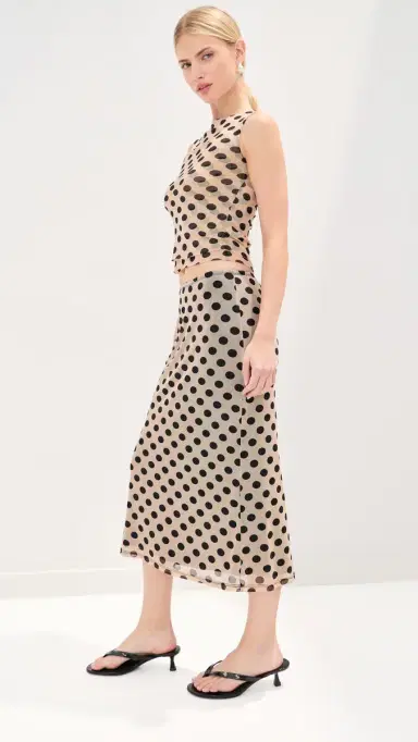 LE BOP Emma Midi Skirt Tan/Black Polka Dot | Thumbnail 5 LE BOP Emma Midi Skirt Tan/Black Polka Dot | Thumbnail 5