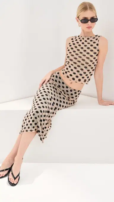 LE BOP Emma Midi Skirt Tan/Black Polka Dot | Thumbnail 6 LE BOP Emma Midi Skirt Tan/Black Polka Dot | Thumbnail 6