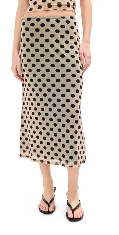 LE BOP Emma Midi Skirt Tan/Black Polka Dot | Thumbnail 1 LE BOP Emma Midi Skirt Tan/Black Polka Dot | Thumbnail 1