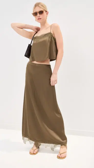 LE BOP Marion atin Skirt Hazelnut | Thumbnail 5 LE BOP Marion atin Skirt Hazelnut | Thumbnail 5