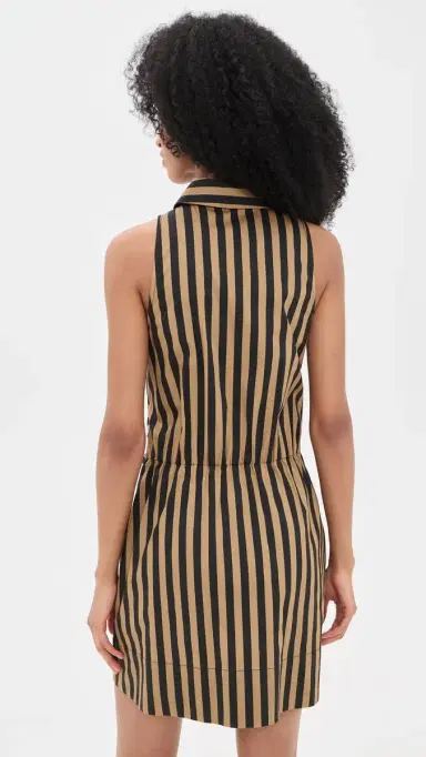 SIMONMILLER Inna Sleeveless Poplin Mini Dress Black/Tan Stripe | Thumbnail 3 SIMONMILLER Inna Sleeveless Poplin Mini Dress Black/Tan Stripe | Thumbnail 3