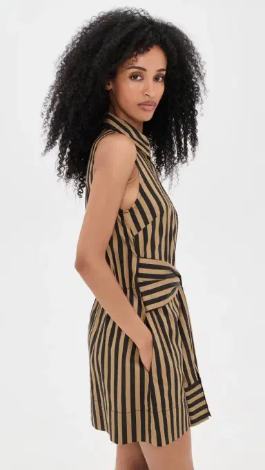 SIMONMILLER Inna Sleeveless Poplin Mini Dress Black/Tan Stripe | Thumbnail 4 SIMONMILLER Inna Sleeveless Poplin Mini Dress Black/Tan Stripe | Thumbnail 4