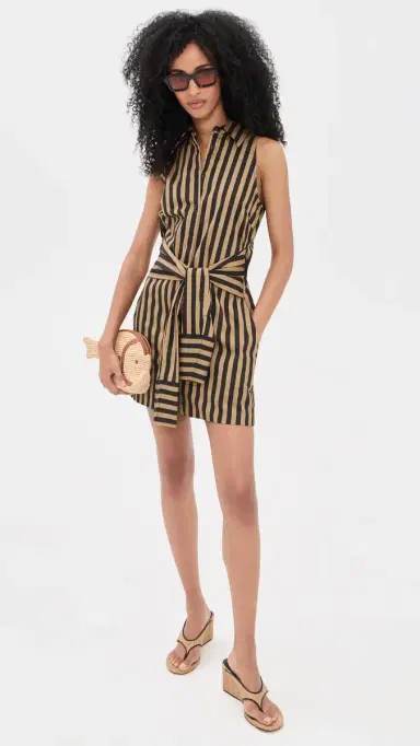SIMONMILLER Inna Sleeveless Poplin Mini Dress Black/Tan Stripe | Thumbnail 5 SIMONMILLER Inna Sleeveless Poplin Mini Dress Black/Tan Stripe | Thumbnail 5