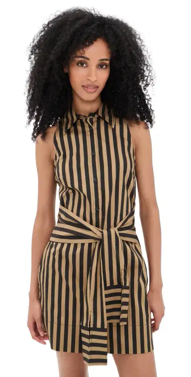 SIMONMILLER Inna Sleeveless Poplin Mini Dress Black/Tan Stripe | Thumbnail 1 SIMONMILLER Inna Sleeveless Poplin Mini Dress Black/Tan Stripe | Thumbnail 1