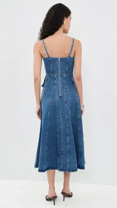 AKNVAS Eryn Denim Midi Dress with 3D Roses Blue Denim | Thumbnail 3 AKNVAS Eryn Denim Midi Dress with 3D Roses Blue Denim | Thumbnail 3