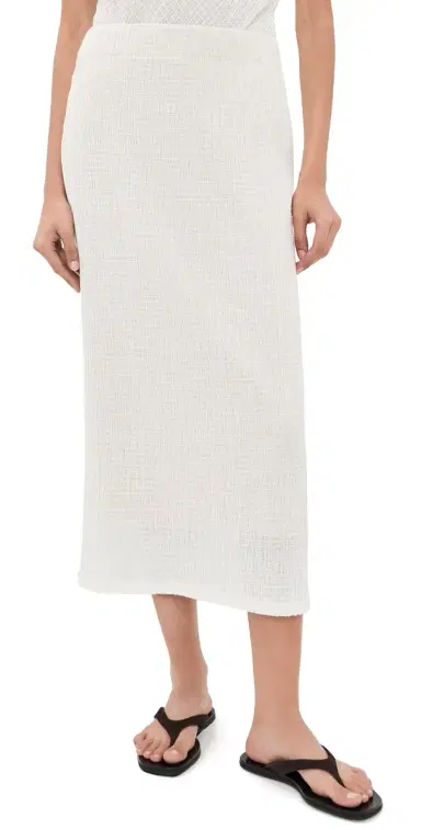 Vince Shadow Grid Midi Skirt Chalk | Thumbnail 1 Vince Shadow Grid Midi Skirt Chalk | Thumbnail 1