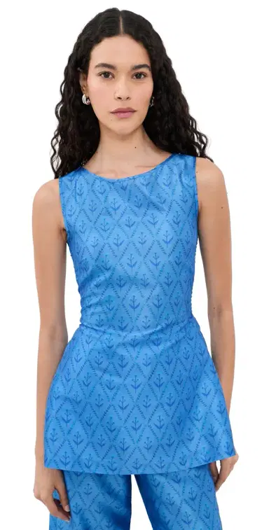 La Maregold The Celine Top apphire Lattice Floral | Thumbnail 1 La Maregold The Celine Top apphire Lattice Floral | Thumbnail 1