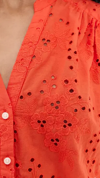 Birds of Paradis Loren Vermillion Eyelet Blouse Vermillion S | Thumbnail 6 Birds of Paradis Loren Vermillion Eyelet Blouse Vermillion S | Thumbnail 6