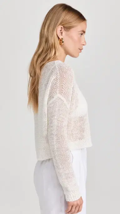 Enza Costa Linen Open Knit Bateau Sweater White | Thumbnail 4 Enza Costa Linen Open Knit Bateau Sweater White | Thumbnail 4