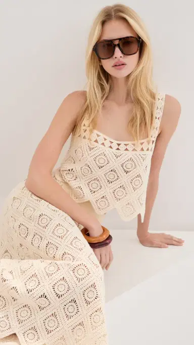 LE BOP Emilia Crochet Cropped Tank | Thumbnail 2 LE BOP Emilia Crochet Cropped Tank | Thumbnail 2