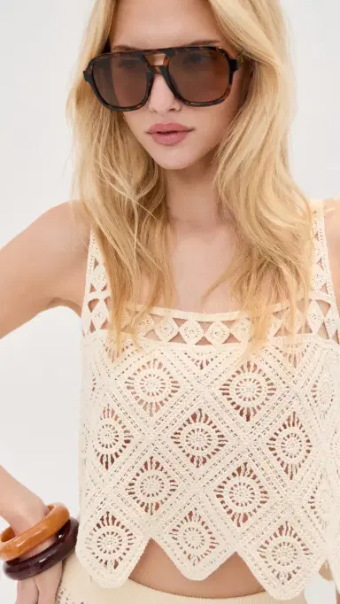 LE BOP Emilia Crochet Cropped Tank | Thumbnail 6 LE BOP Emilia Crochet Cropped Tank | Thumbnail 6