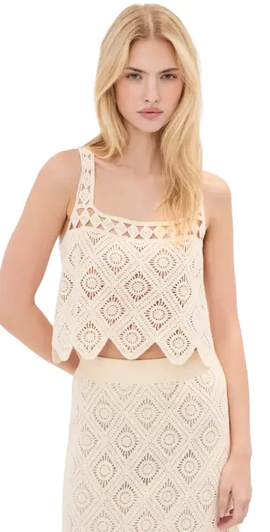 LE BOP Emilia Crochet Cropped Tank | Thumbnail 1 LE BOP Emilia Crochet Cropped Tank | Thumbnail 1