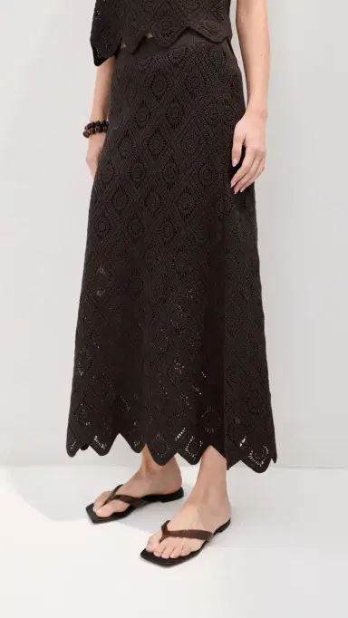 LE BOP Ora Crochet Midi Skirt Chocolate | Thumbnail 2 LE BOP Ora Crochet Midi Skirt Chocolate | Thumbnail 2