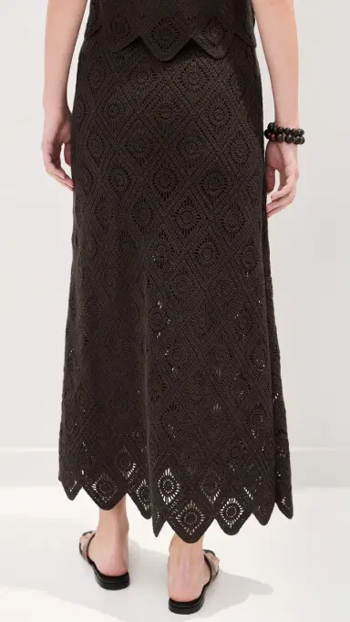 LE BOP Ora Crochet Midi Skirt Chocolate | Thumbnail 3 LE BOP Ora Crochet Midi Skirt Chocolate | Thumbnail 3