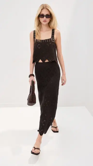 LE BOP Ora Crochet Midi Skirt Chocolate | Thumbnail 5 LE BOP Ora Crochet Midi Skirt Chocolate | Thumbnail 5