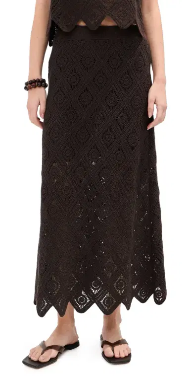 LE BOP Ora Crochet Midi Skirt Chocolate | Thumbnail 1 LE BOP Ora Crochet Midi Skirt Chocolate | Thumbnail 1