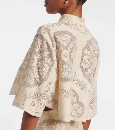 Valentino Floral cropped cotton-blend shirt | Thumbnail 6 Valentino Floral cropped cotton-blend shirt | Thumbnail 6