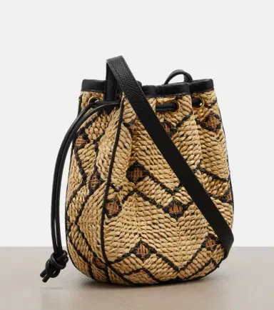Valentino Garavani VLogo Mini raffia bucket bag | Thumbnail 4 Valentino Garavani VLogo Mini raffia bucket bag | Thumbnail 4