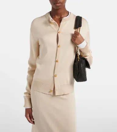 Bottega Veneta Nodo Quadro layered silk cardigan | Thumbnail 3 Bottega Veneta Nodo Quadro layered silk cardigan | Thumbnail 3