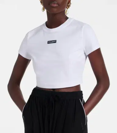 Dolce & Gabbana Logo cropped cotton-blend jersey T-shirt | Thumbnail 3 Dolce & Gabbana Logo cropped cotton-blend jersey T-shirt | Thumbnail 3