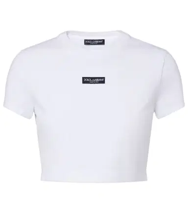 Dolce & Gabbana Logo cropped cotton-blend jersey T-shirt | Thumbnail 1 Dolce & Gabbana Logo cropped cotton-blend jersey T-shirt | Thumbnail 1