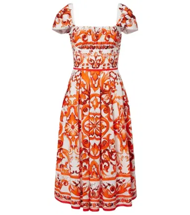 Dolce & Gabbana Majolica printed cotton poplin midi dress | Thumbnail 1 Dolce & Gabbana Majolica printed cotton poplin midi dress | Thumbnail 1