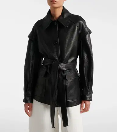 Nour Hammour Perrin belted leather jacket | Thumbnail 3 Nour Hammour Perrin belted leather jacket | Thumbnail 3