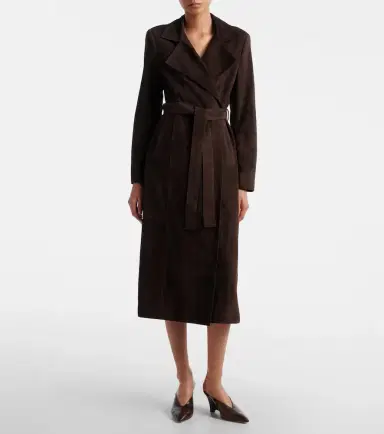 Nour Hammour Winona belted suede wrap coat | Thumbnail 2 Nour Hammour Winona belted suede wrap coat | Thumbnail 2