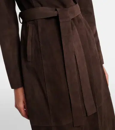 Nour Hammour Winona belted suede wrap coat | Thumbnail 4 Nour Hammour Winona belted suede wrap coat | Thumbnail 4