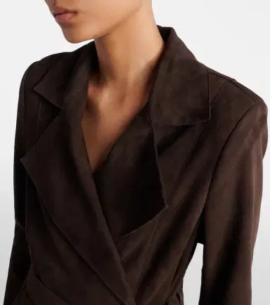 Nour Hammour Winona belted suede wrap coat | Thumbnail 6 Nour Hammour Winona belted suede wrap coat | Thumbnail 6