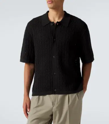 Frame Crochet cotton-blend polo shirt | Thumbnail 3 Frame Crochet cotton-blend polo shirt | Thumbnail 3