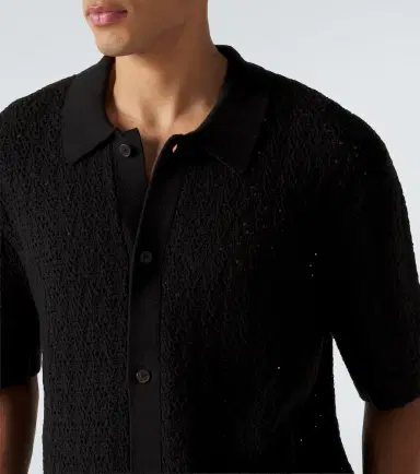 Frame Crochet cotton-blend polo shirt | Thumbnail 4 Frame Crochet cotton-blend polo shirt | Thumbnail 4