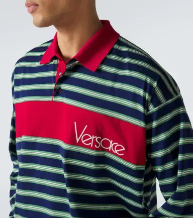 Versace Striped cotton jersey polo shirt | Thumbnail 2 Versace Striped cotton jersey polo shirt | Thumbnail 2