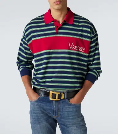 Versace Striped cotton jersey polo shirt | Thumbnail 5 Versace Striped cotton jersey polo shirt | Thumbnail 5