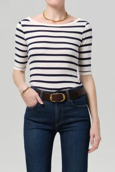 Citizens of Humanity Three Quarter Sleeve Boat Neck Slim Tee | Thumbnail 2 Citizens of Humanity Three Quarter Sleeve Boat Neck Slim Tee | Thumbnail 2
