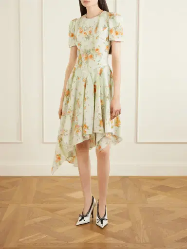 McQueen Asymmetric Floral-print Silk-crepe De Chine Mini Dress | Thumbnail 2 McQueen Asymmetric Floral-print Silk-crepe De Chine Mini Dress | Thumbnail 2