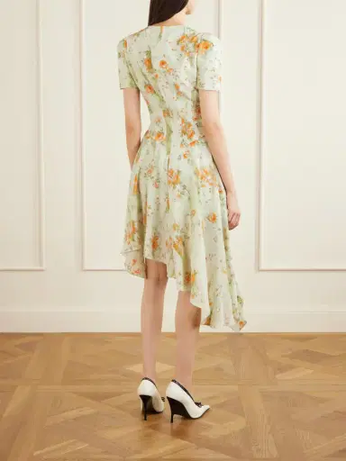 McQueen Asymmetric Floral-print Silk-crepe De Chine Mini Dress | Thumbnail 3 McQueen Asymmetric Floral-print Silk-crepe De Chine Mini Dress | Thumbnail 3