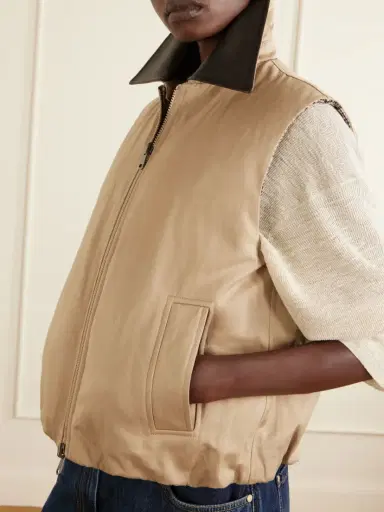Brunello Cucinelli Reversible Checked Padded Cotton And Linen Gilet | Thumbnail 4 Brunello Cucinelli Reversible Checked Padded Cotton And Linen Gilet | Thumbnail 4