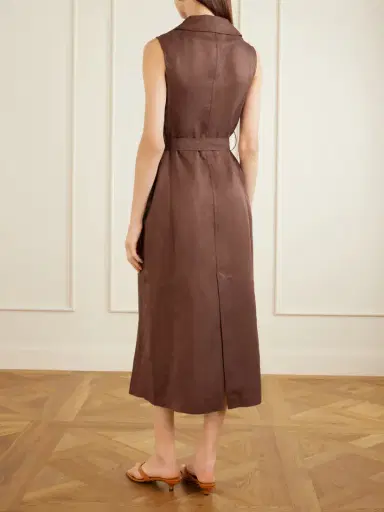 Giuliva Heritage Mary Angel Belted Silk And Linen-blend Midi Dress | Thumbnail 3 Giuliva Heritage Mary Angel Belted Silk And Linen-blend Midi Dress | Thumbnail 3
